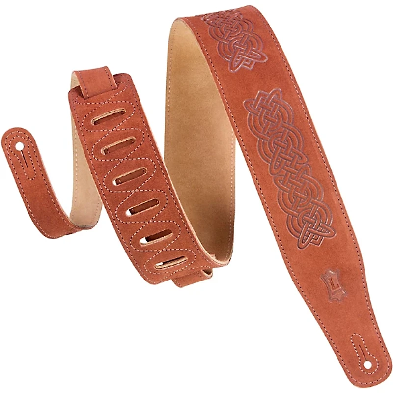 Levy's MS26CK-BRN 2 1/2" Wide Brown Suede Leather Guitar Straps