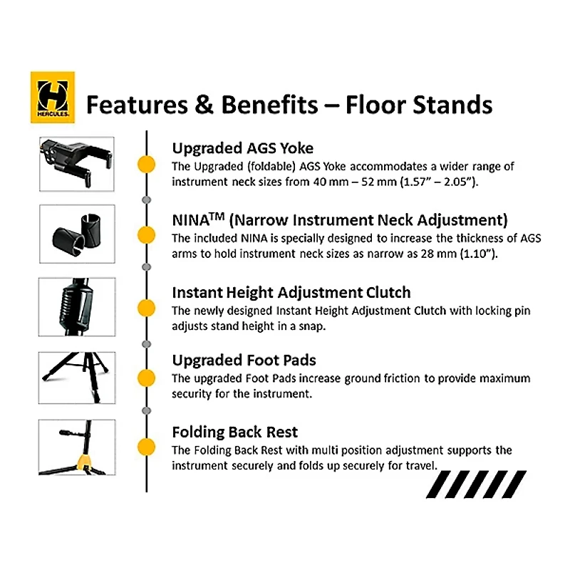 Hercules GS526B PLUS Universal 6-Piece Guitar Auto Grip Display Stand