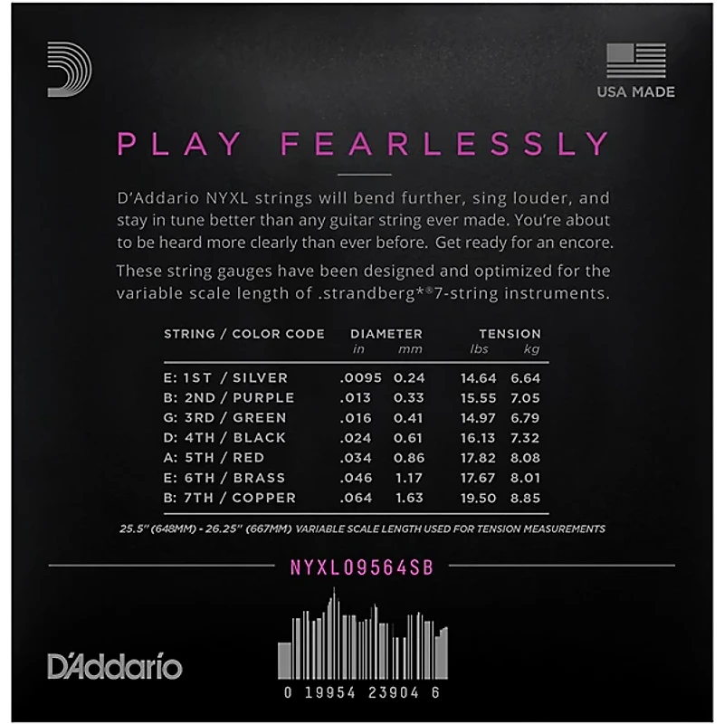 D'Addario NYXL Strandberg 7-String Super Light Plus