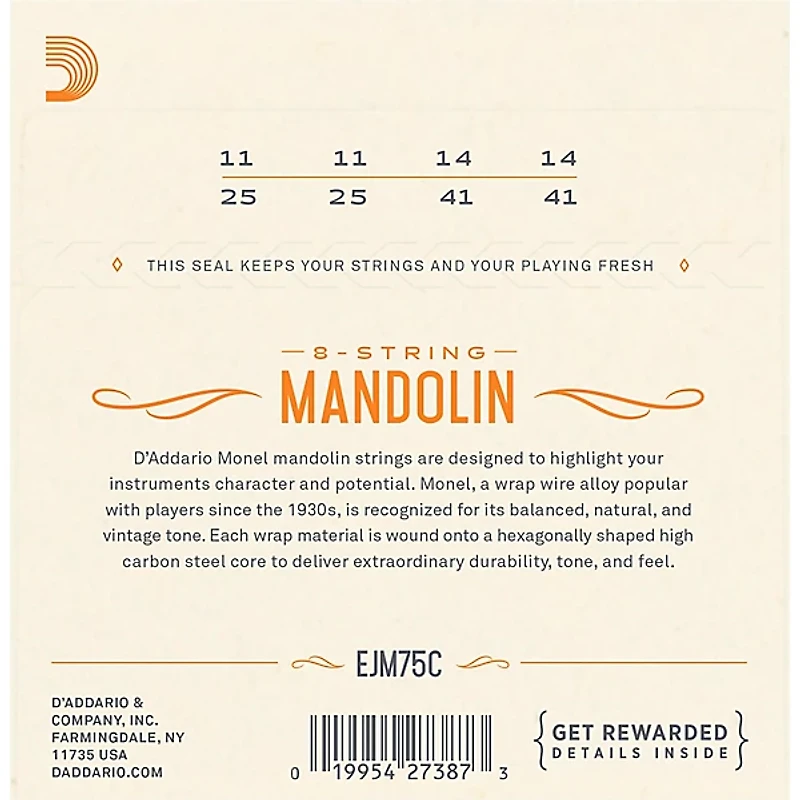 D'Addario Monel Mandolin Strings Medium Plus