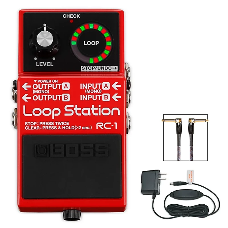 BOSS RC-1 Loop Station, PSA-120S2 AC Power Adapter and 3' Instrument Cable Bundle