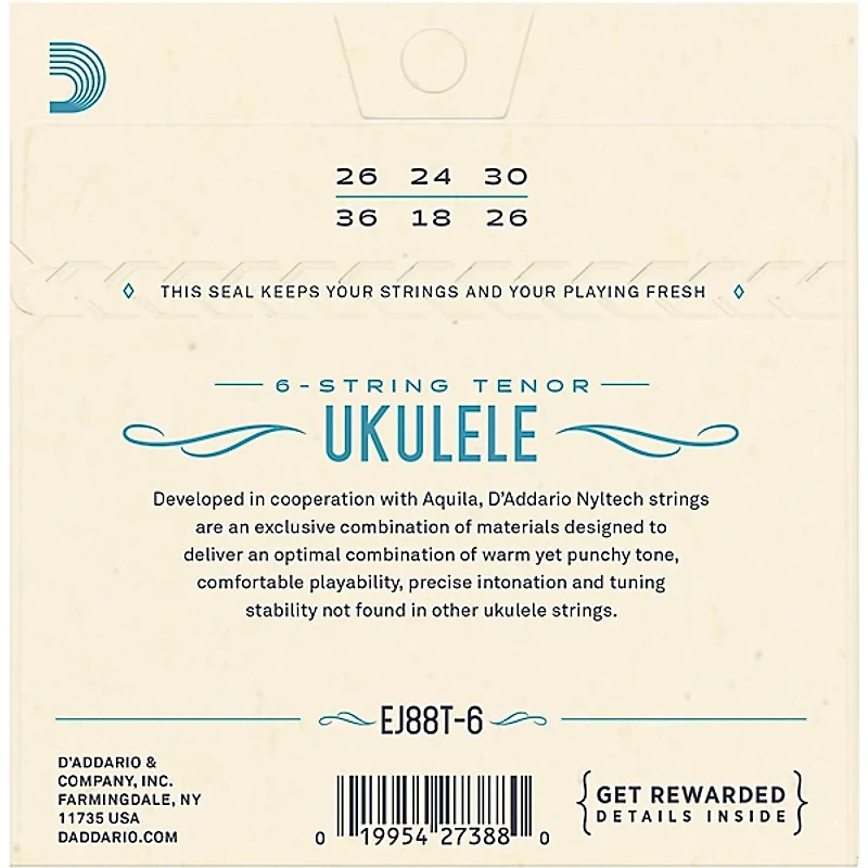 D'Addario D'Addario 6-String Nyltech Ukulele Strings Tenor