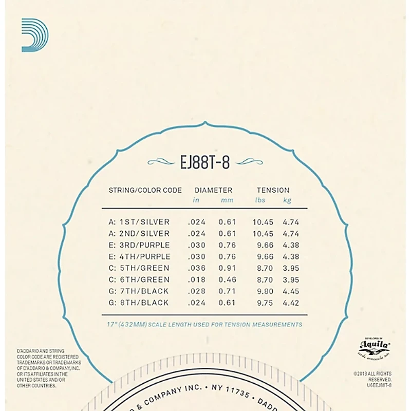 D'Addario D'Addario 8-String Nyltech Ukulele Strings Tenor