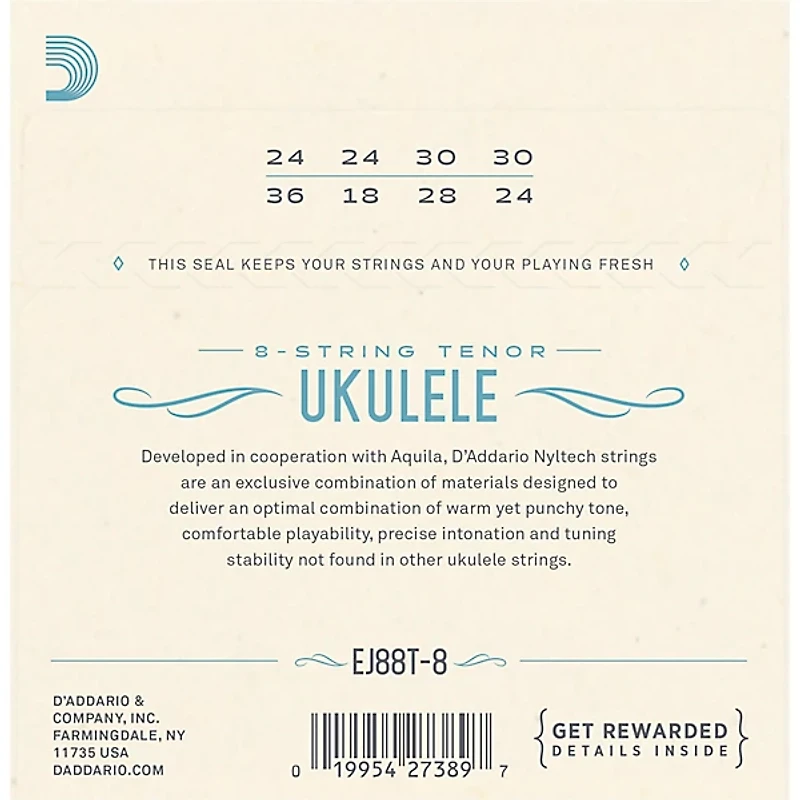 D'Addario D'Addario 8-String Nyltech Ukulele Strings Tenor