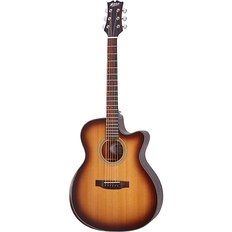Mitchell T413CE-BST Terra Series Auditorium Solid Torrefied Spruce Top Acoustic-Electric Guitar Edge Burst