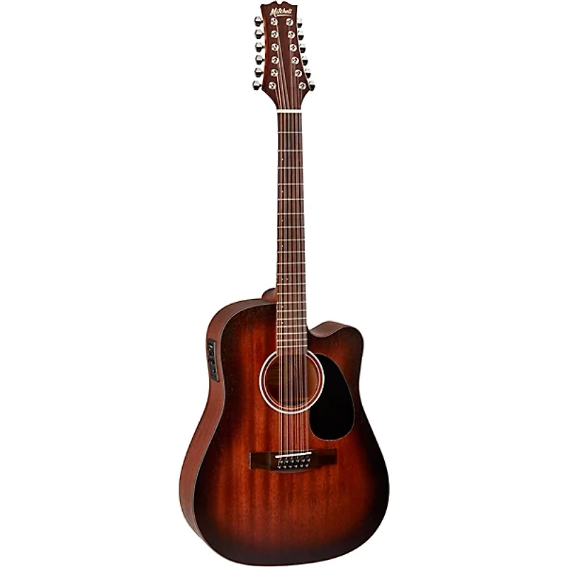 Mitchell T331-TCE-BST Terra 12-String Acoustic-Electric Dreadnought Mahogany Top Guitar - Edge Burst