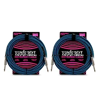 Ernie Ball Straight To Straight Nickel-Plated 1/4 Woven 20' Black/Blue Instrument Cable 2-Pack