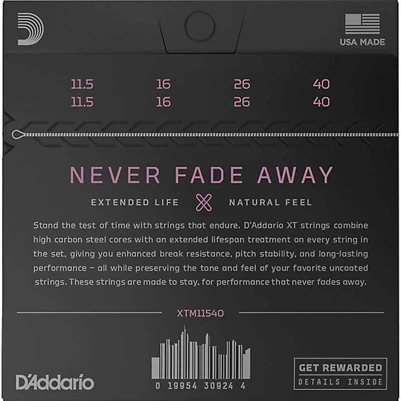 D'Addario XT Phosphor Bronze Mandolin Strings, Custom Medium, 11.5-40