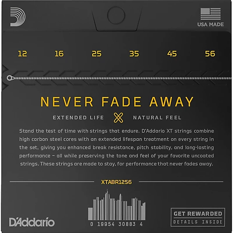 D'Addario XT 80/20 Bronze Acoustic Guitar Strings, Light, 12-56