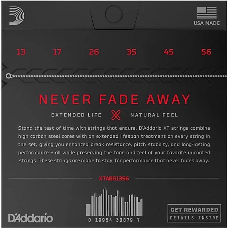 D'Addario XT 80/20 Bronze Acoustic Guitar Strings, Medium, 13-56