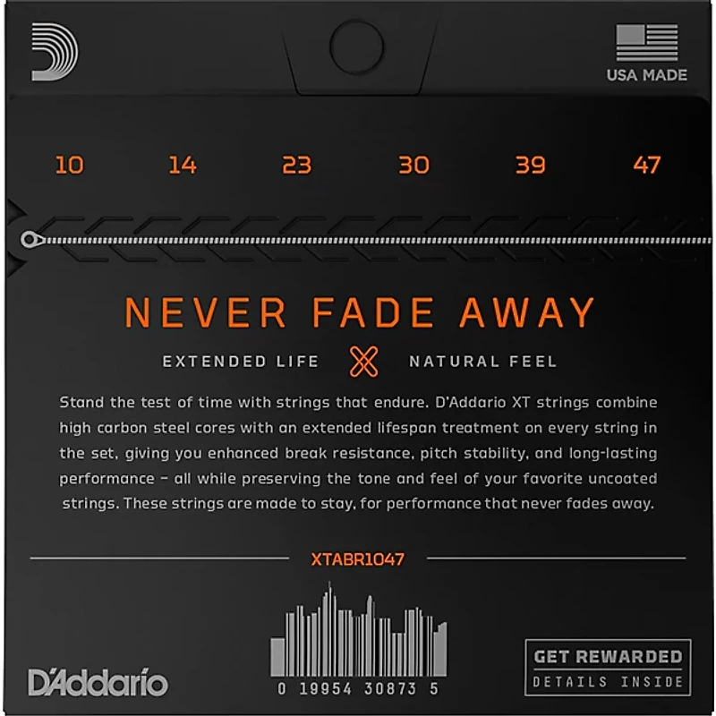 D'Addario XT 80/20 Bronze Acoustic Guitar Strings, Extra Light, 10-47