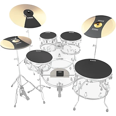 EVANS SoundOff Drum Mutes Box Set, Rock 10,12,14,16,22 in.,hi-hat,and cymbal (2) Black