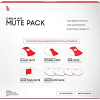 EVANS SoundOff Drum Mutes Box Set, Rock 10,12,14,16,22 in.,hi-hat,and cymbal (2) Black