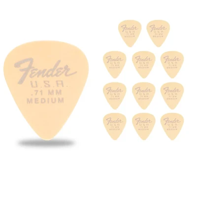 Fender 351 Dura-Tone Delrin Pick (12-Pack), Olympic White .71 mm 12 Pack