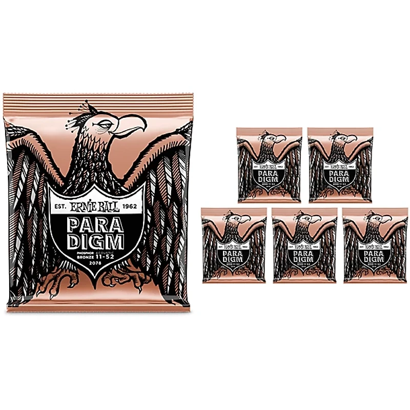 Ernie Ball Paradigm Phosphor Bronze Acoustic Guitar Strings, Light (6-Pack)
