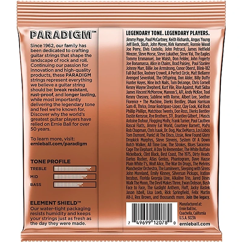 Ernie Ball Paradigm Phosphor Bronze Acoustic Guitar Strings, Light (6-Pack)