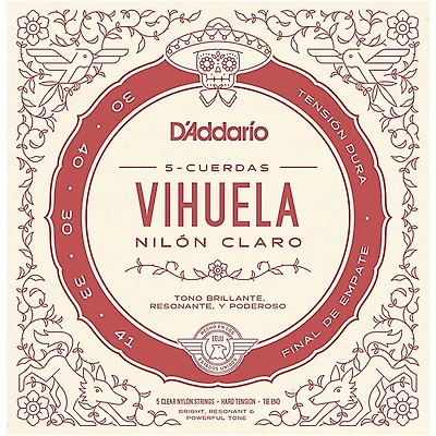 D'Addario Vihuela 5 String Set, Clear Nylon, Hard Tension
