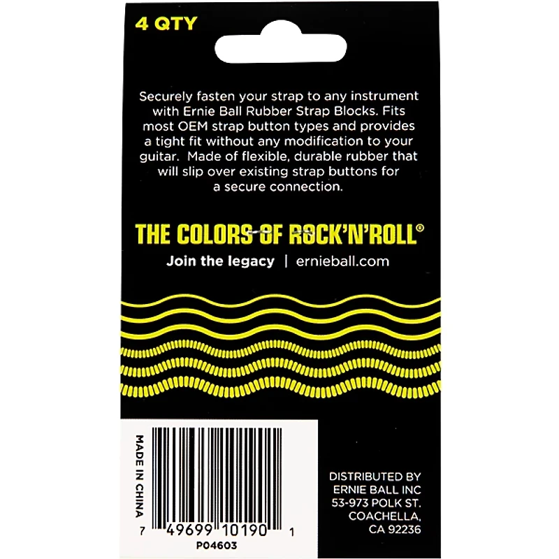 Ernie Ball Strap Blocks 4-Pack, Black and Red