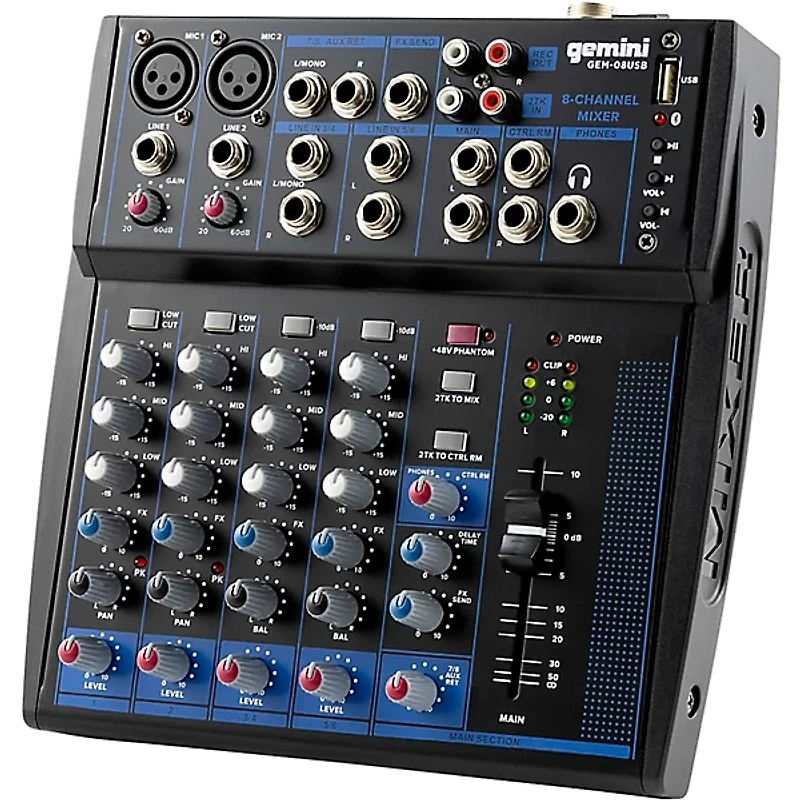 Gemini GEM-08 USB 8 Channel USB mixer With Bluetooth