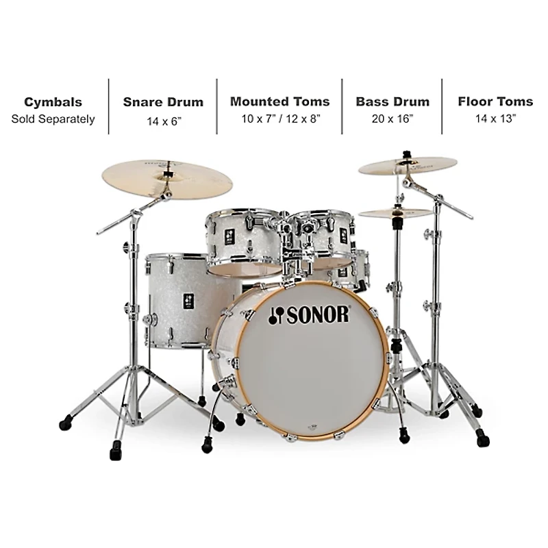 SONOR AQ2 Studio Maple 5-Piece Shell Pack White Marine Pearl