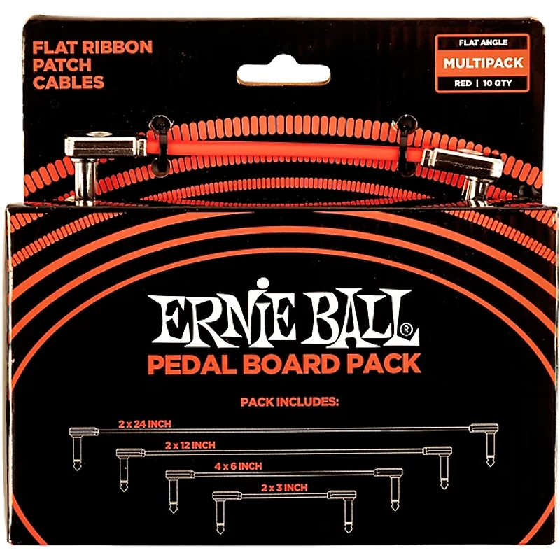 Ernie Ball Flat Ribbon Patch Cables Pedalboard Pack -