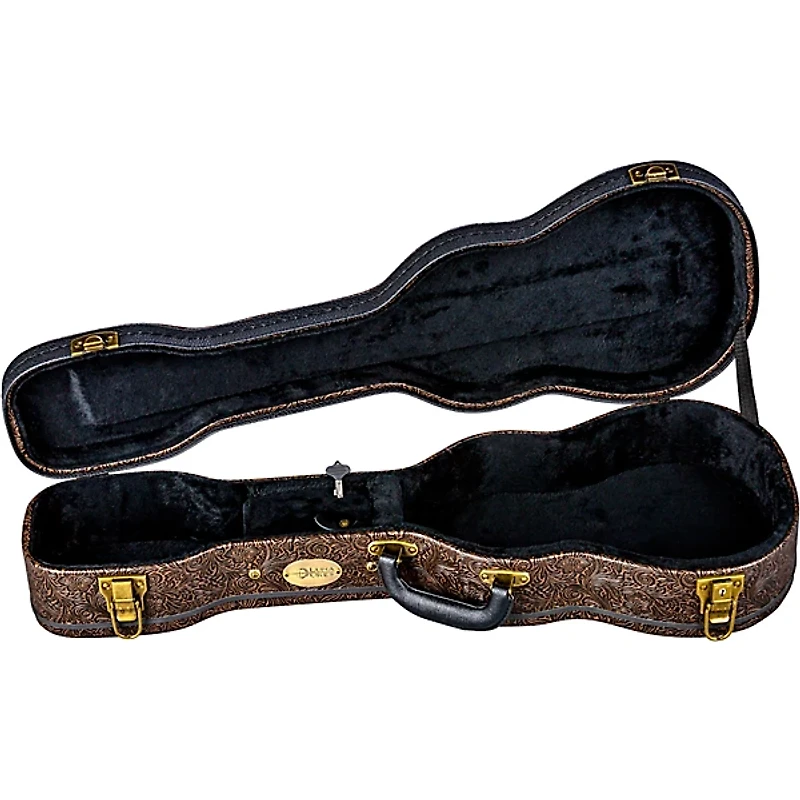 Luna Tooled Leather Baritone Ukulele Hard Case Brown