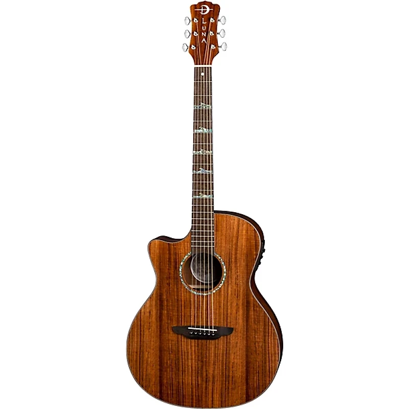Luna High Tide Koa Left-Handed Grand Concert Acoustic/Electric Guitar Satin Natural
