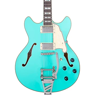 D'Angelico Deluxe DC Semi-Hollow Electric Guitar With D'Angelico Shield Tremolo Matte Surf Green