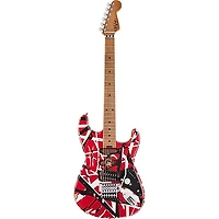 EVH Striped Series Frankie Electric Guitar Red with Black and White Stripes Relic
