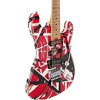 EVH Striped Series Frankie Electric Guitar Red with Black and White Stripes Relic