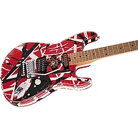 EVH Striped Series Frankie Electric Guitar Red with Black and White Stripes Relic