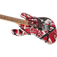 EVH Striped Series Frankie Electric Guitar Red with Black and White Stripes Relic