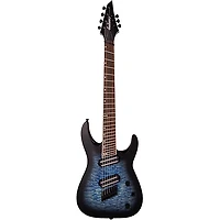 Jackson X Series Soloist Arch Top SLATX7Q MS 7-String Multi-Scale Electric Guitar Transparent Blue Burst