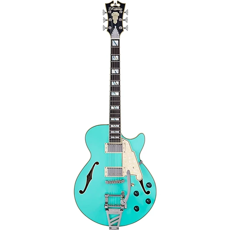 D'Angelico Deluxe SS Semi-Hollow Electric Guitar With D'Angelico Shield Tremolo Matte Surf Green