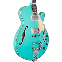 D'Angelico Deluxe SS Semi-Hollow Electric Guitar With D'Angelico Shield Tremolo Matte Surf Green