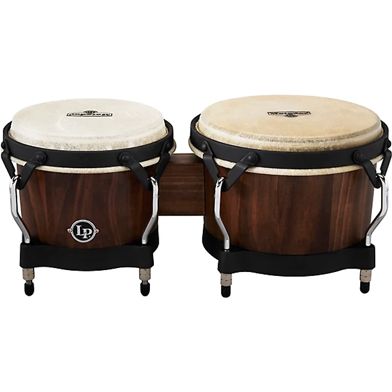 LP Matador Pine Whiskey Barrel Bongos, with Black Hardware