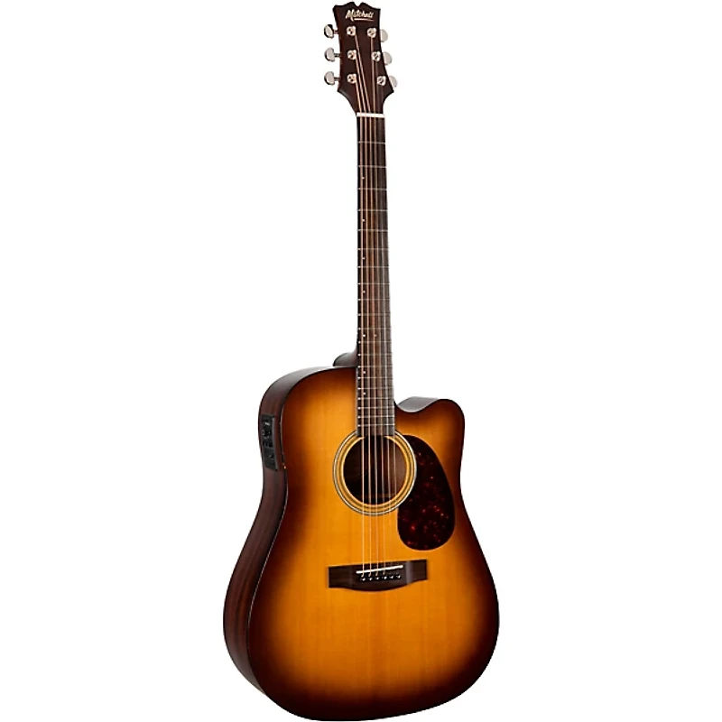 Mitchell T311CE Solid Spruce Top Dreadnought Mahogany Acoustic-Electric Guitar Edge Burst