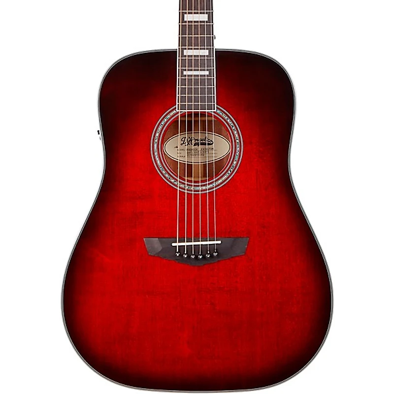 D'Angelico Premier Series Lexington Dreadnought Acoustic-Electric Guitar Trans Black Cherry Burst