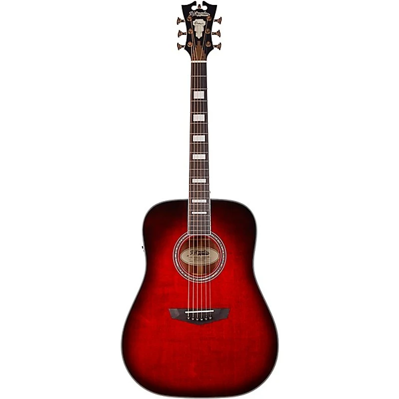 D'Angelico Premier Series Lexington Dreadnought Acoustic-Electric Guitar Trans Black Cherry Burst