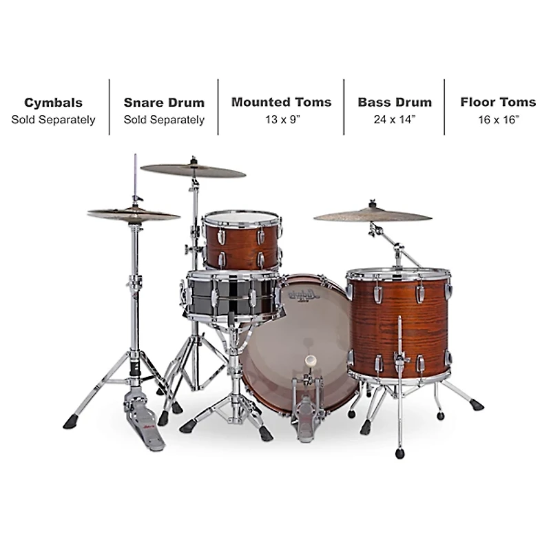 Ludwig Classic Oak 3-Piece Pro Beat Shell Pack With 24" Bass Drum Tennessee Whiskey