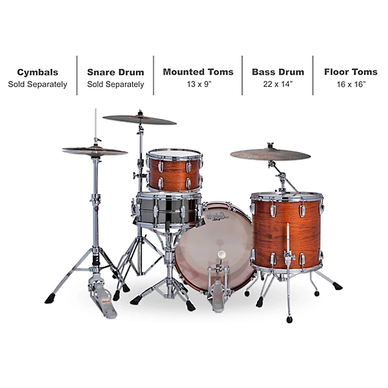 Ludwig Classic Oak 3-Piece Fab Shell Pack With 22" Bass Drum Tennessee Whiskey