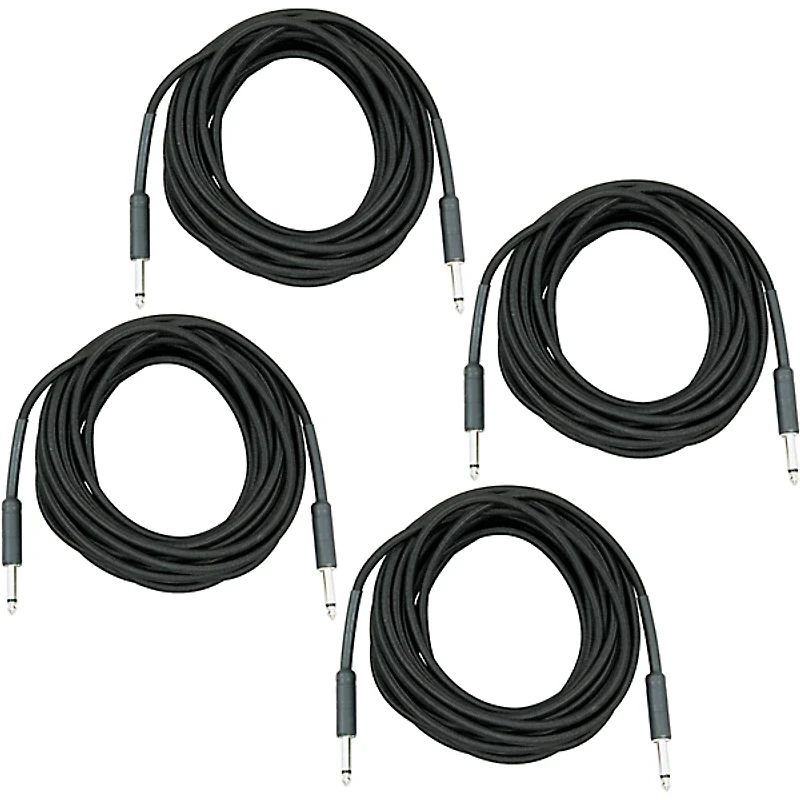 Musician's Gear Braided Instrument Cable 1/4" 4-Pack - 20 ft. Black