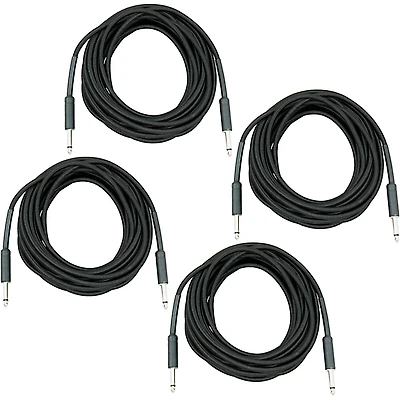 Musician's Gear Braided Instrument Cable 1/4" 4-Pack - 20 ft. Black