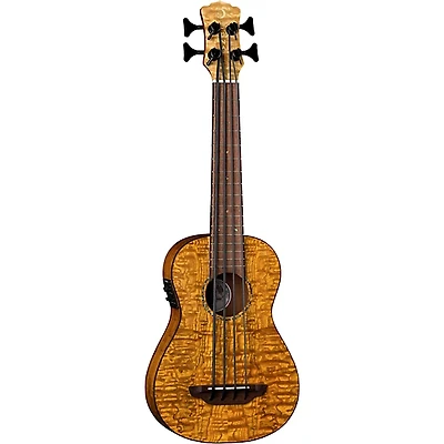 Luna Bari-Bass Quilt Top Acoustic Electric Ukulele Satin Natural