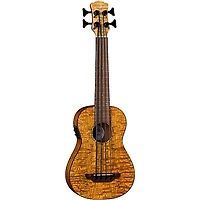 Luna Bari-Bass Quilt Top Acoustic Electric Ukulele Satin Natural