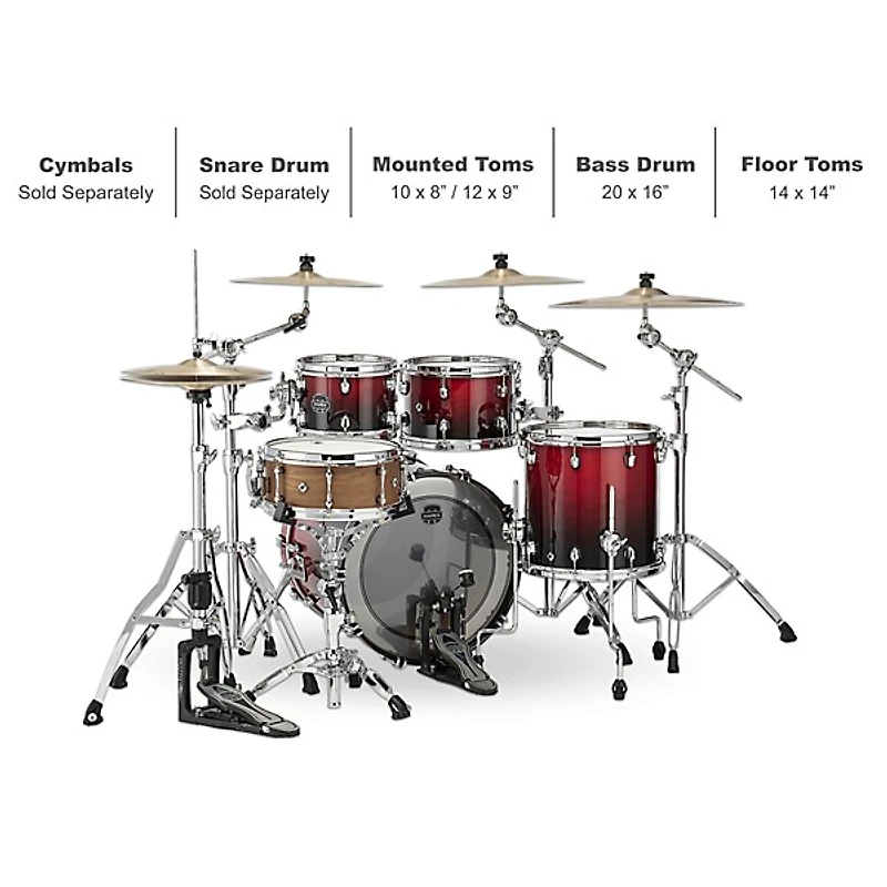 Mapex Saturn Fusion 4-Piece Shell Pack With 20" Bass Drum