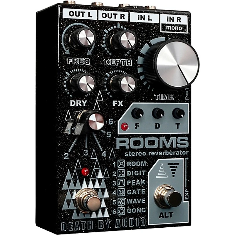 Death By Audio ROOMS Stereo Reverb Effects Pedal Black Sparkle