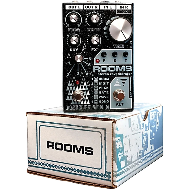 Death By Audio ROOMS Stereo Reverb Effects Pedal Black Sparkle