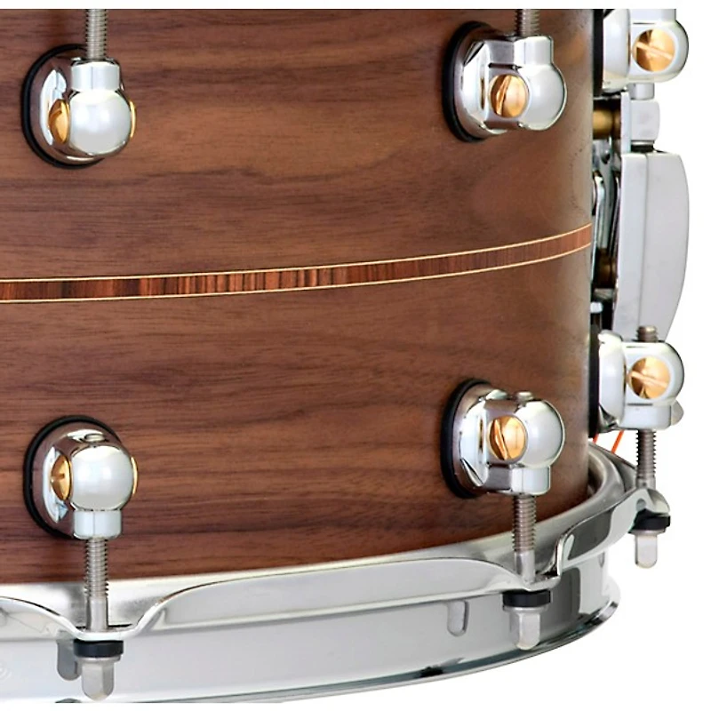 Pearl Music City Custom Solid Shell Snare Walnut with Kingwood Center Inlay