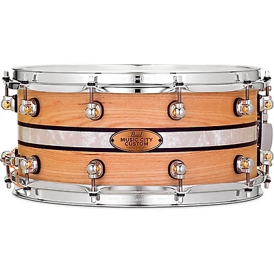 Pearl Music City Custom Solid Shell Snare Ash with DuoBand Ebony Marine Inlay 14 x 6.5 in.